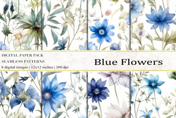 Blue Flowers Digital Papers: Elevating Creative Projects with AI-Generated Aesthetics