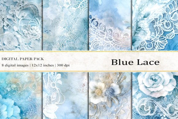 Blue Lace Digital Papers: Elevating Creative Projects with AI-Generated Elegance