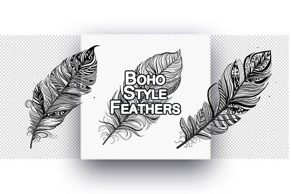 Boho Style Feathers: A Versatile Design Asset