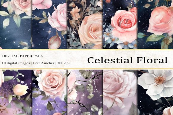 Celestial Floral Digital Papers: Integrating AI-Generated Aesthetics into Professional and Creative Workflows
