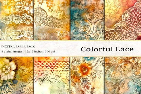 Colorful Lace Digital Papers