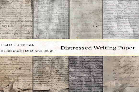 Distressed Writing Paper Digital Paper for Creative Projects