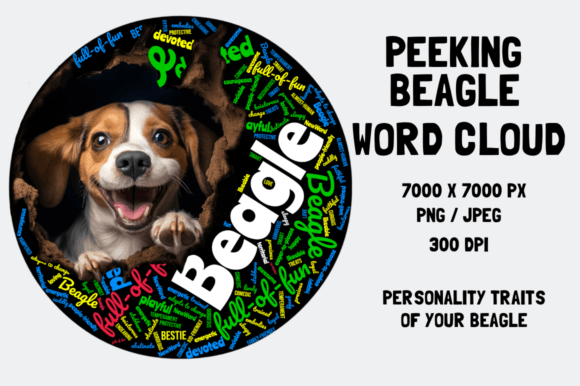 Peeking Beagle Word Cloud Design