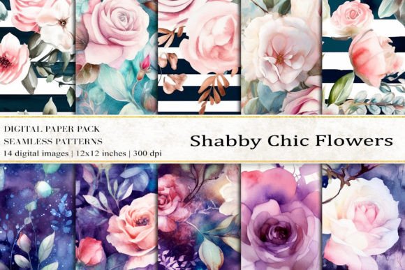 Shabby Chic Flowers Digital Papers