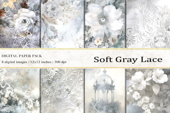 Soft Gray Lace Digital Papers