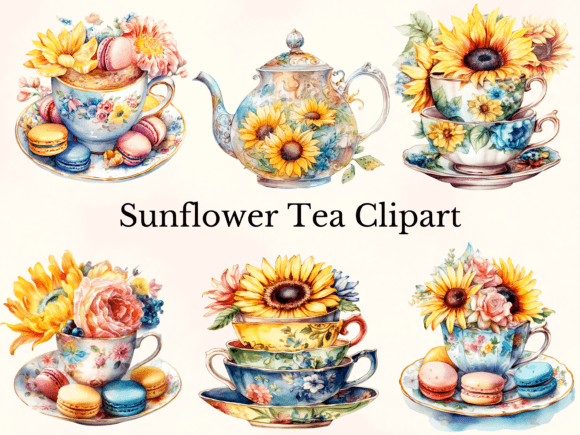 The Art of Botanical Elegance: Integrating Watercolor Sunflower Tea Clipart into Creative Projects
