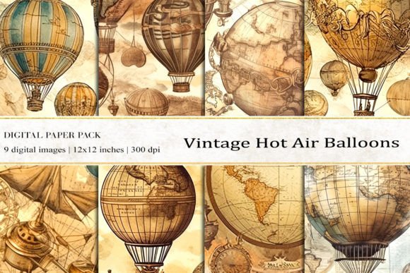 Unlocking Creativity with Vintage Hot Air Balloons Digital Papers